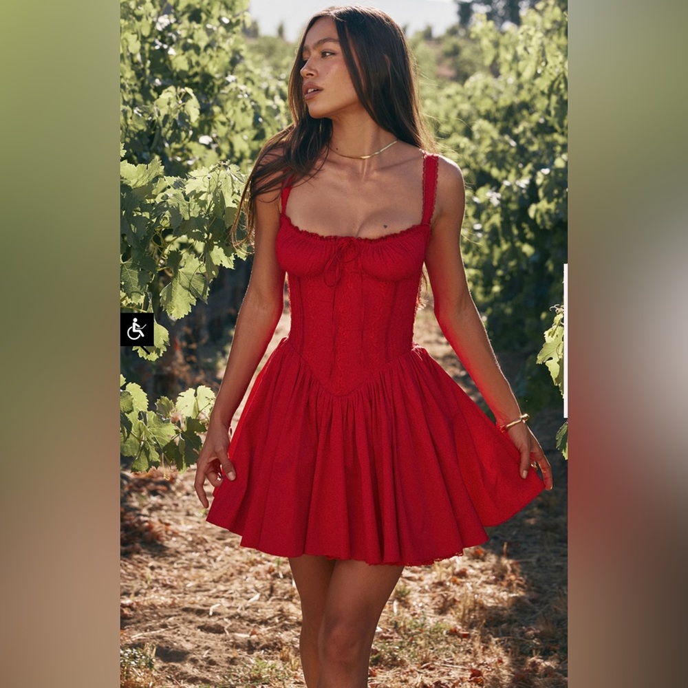 SOLD 💔 House of CB Pietra Corset Dress in Cherry Red Size Small